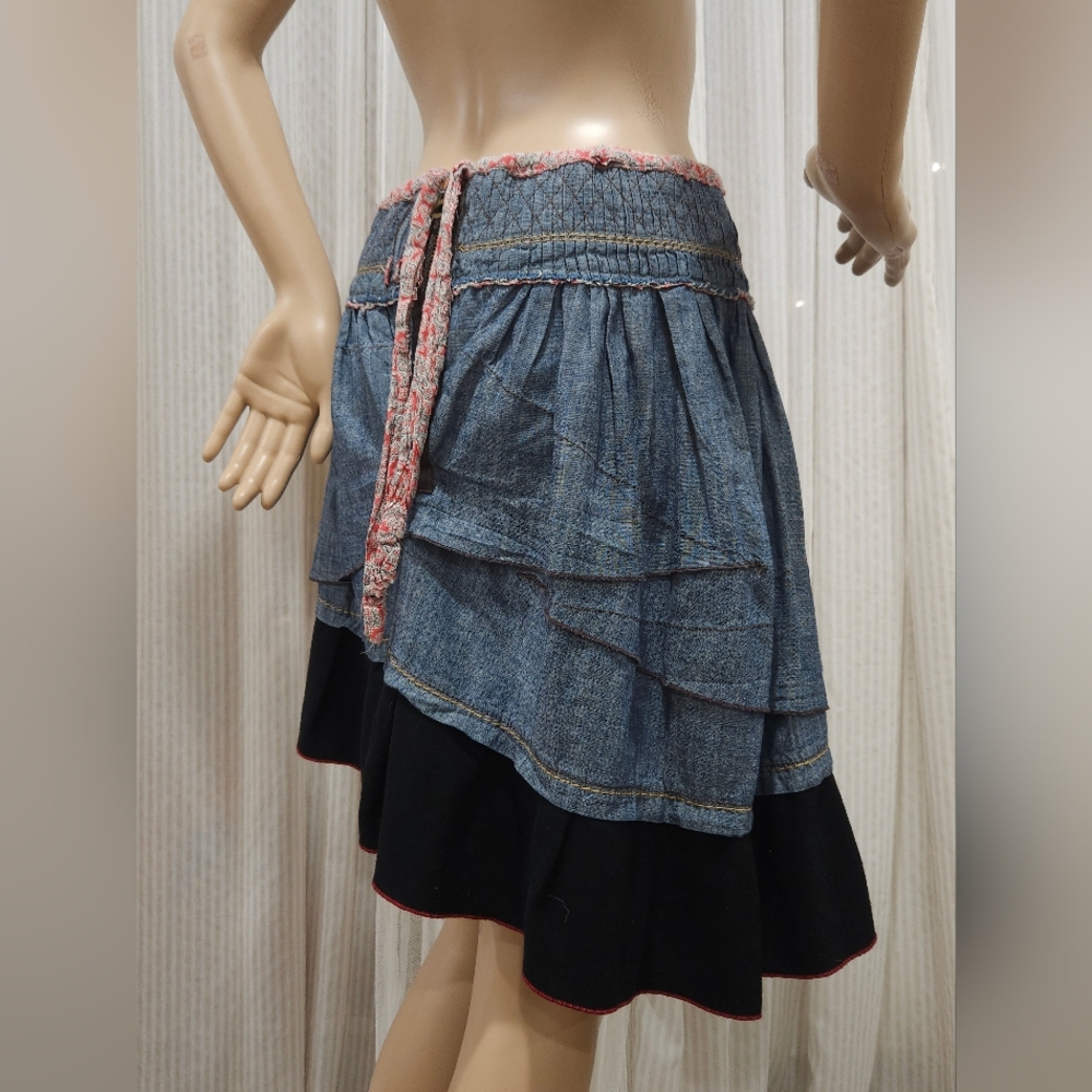 Vintage MARITHÉ & FRANÇOIS GIRBAUD Wool Blend Patchwork Multi-Layered Skirt - Picture 6 of 16
